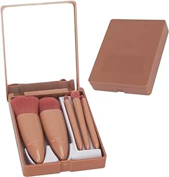 Set de Mini Brochas de Maquillaje Con  Espejo para viaje