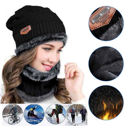 Conjunto de gorro y bufanda unisex de invierno