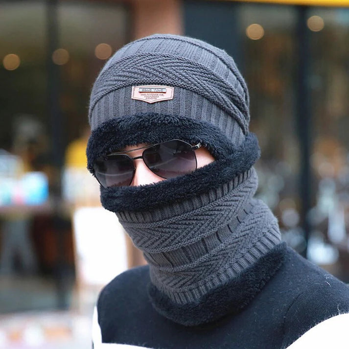 Conjunto de gorro y bufanda unisex de invierno